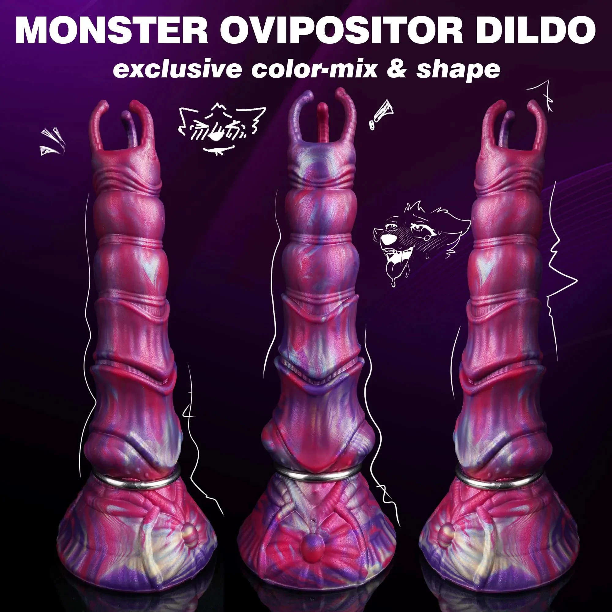 Fantasy Monster Alien Ovipositor Silicone Dildo with 3 Soft Balls and Eggs Realistic Adult Sex Toy for Women and Men