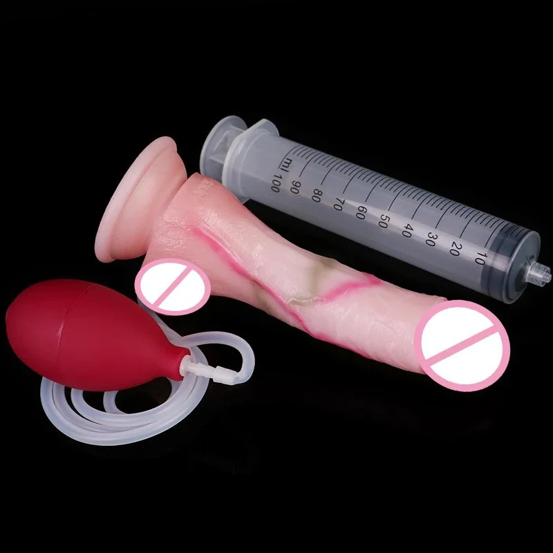 Fantasy Realistic Adult Toys for Women Monster Squirting Dildos Ejaculating Dildo With Injectors Enema Bulb