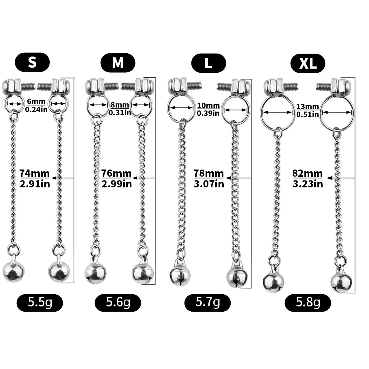 Nipple Clamps with Adjustable Metal Chain Breast Labia Clips Clit Clamp Stainless Steel Metal Nipple Shaking Clamps