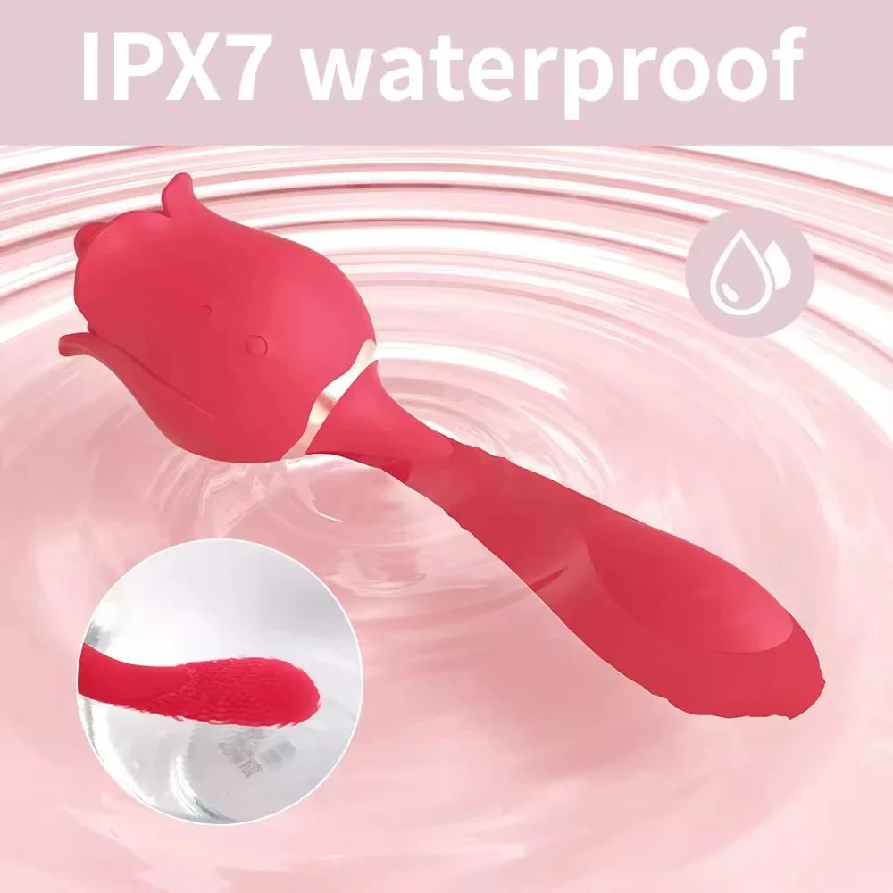 Tongue Licking Vagina Vibrator Adult Nipple Clitoral Sex Toys Rose Flower Vibrator with USB Power for Women
