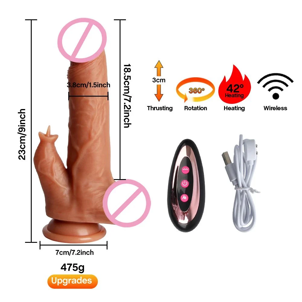 Female Adult Toy With Wireless Remote Control Heating Stretching and Realistic Vibration Dildo