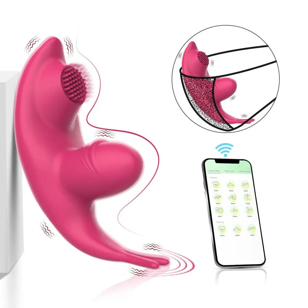 USB APP Controlled Woman's Vibrator G-Spot Clitoris Sucking Massager with Tongue-Licking Brush & Panty Vibrator Sex Toys