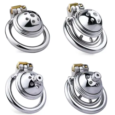 Catheter and Anti-falling Ring Metal Chastity Cage Device Sissy Chastity Cage Urethra Chastity Metal Ring