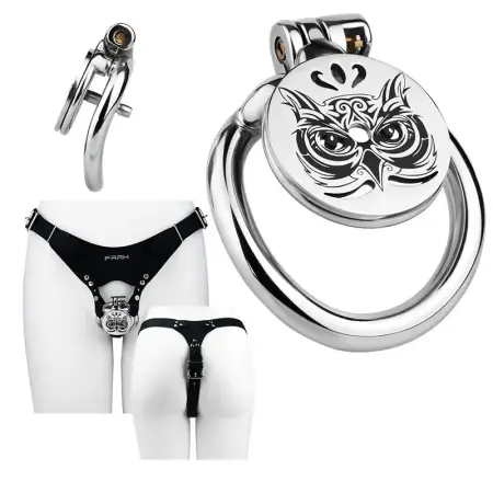 Metal Owl Chastity Cage Male Wearable Flat Cock Cage Slave Bondage Sex Toy Adult Penis Restraint Device for Sissy Gay Men