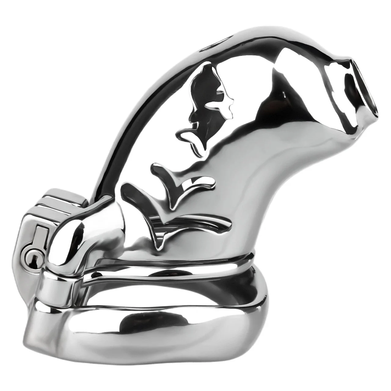 Curved Male Long Breathable Stainless Steel Stealth Lock Male Chastity Device,Cock Cage,Penis Lock, with Catheter & Belt