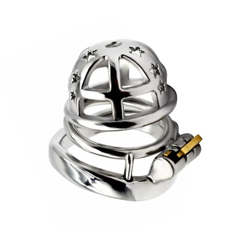 Mental sliver stainless steel ring cock cage male chastity cage for man