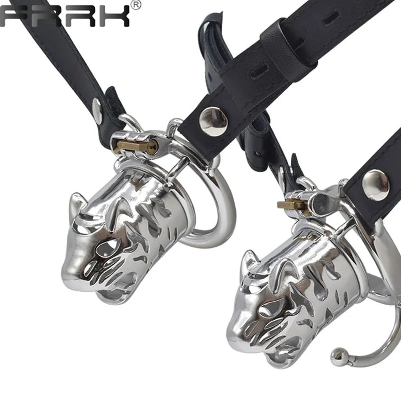 Negative Chastity Cage with Bondage Belt Device Male Sex Toys Stainless Steel Penis Rings Erotic Sexual Shop