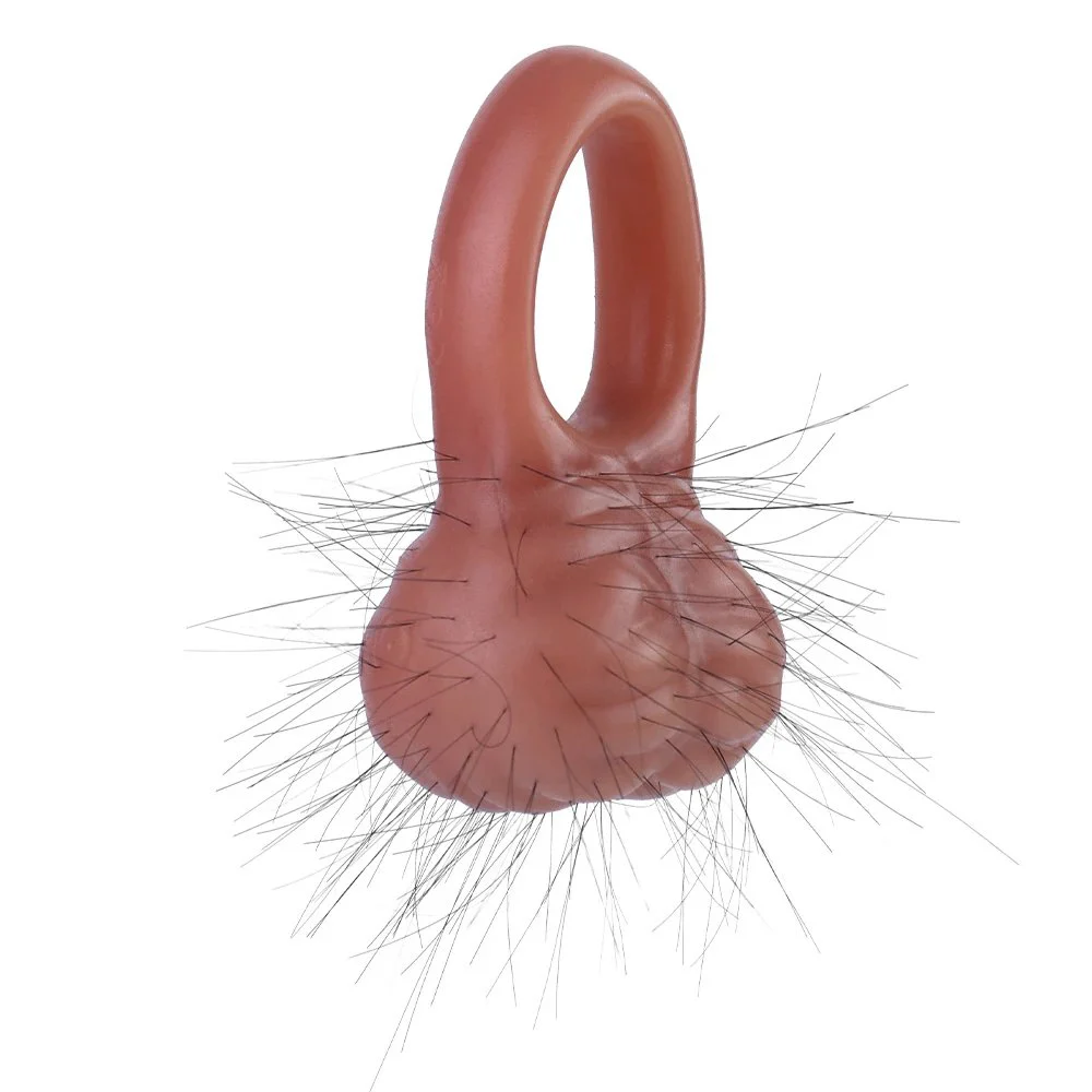 CITY FUN New Simulation Skin Color Penis Ring Four Optional Male Vibrating Penis Ring Silicone Material with Hair Penis Ring