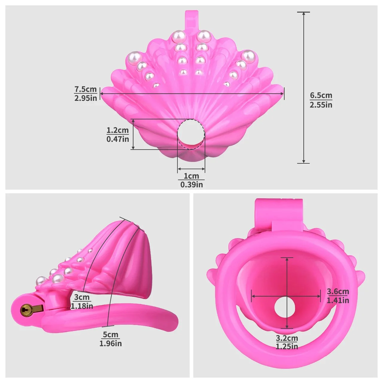 Pearl Shell Chastity Cage Kit ABS Resin Chastity Belt Elastic Strap on Urehtral Penis Lock Adult Sex Toy for Men Sissy