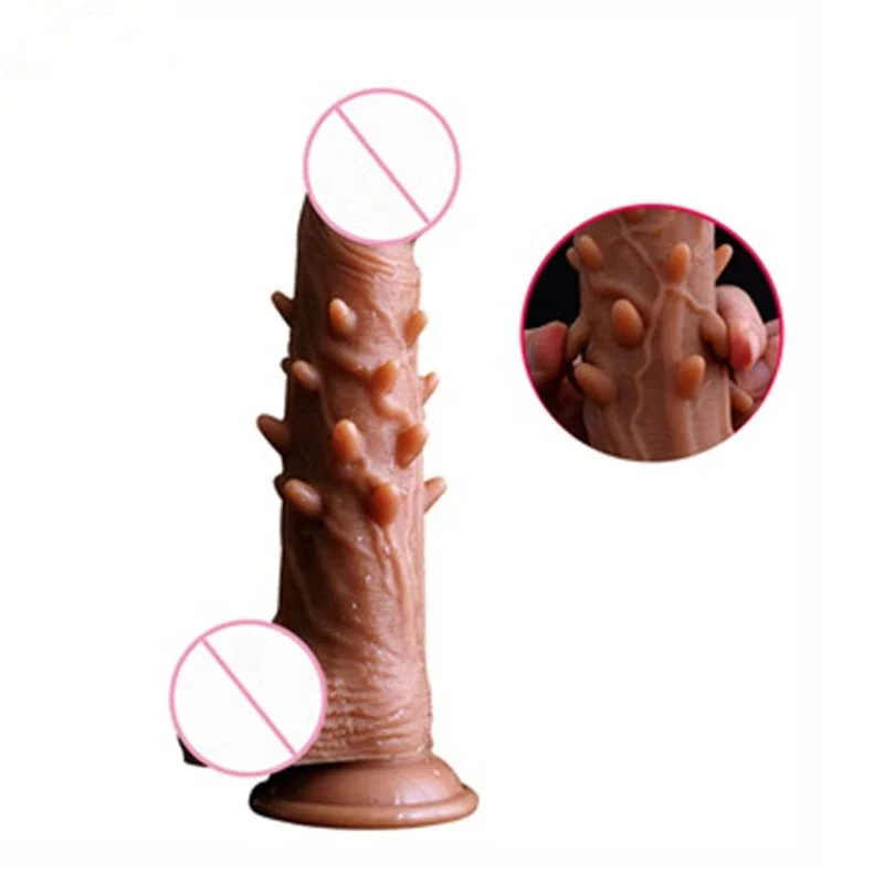 Realistic Grain Dildo Penis Sex Toy Suction Cup Friction G-spot Insert Barbed Cock