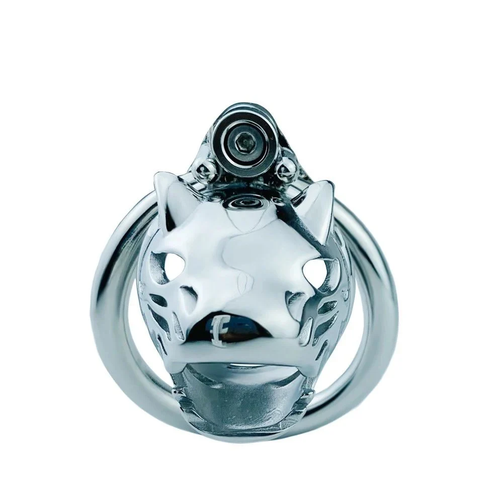 Metal Stainless Steel Tiger Head Design Chastity Lock Cages Rivet Stimulation Male Penis Massager Removable Chastity Cage