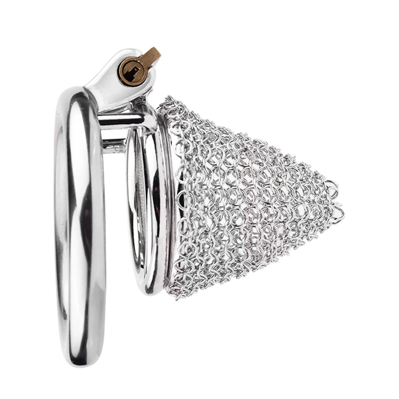 Soft Male Chastity Cage 304 Stainless Steel Reticular Mesh with Curved or Round Ring for Play