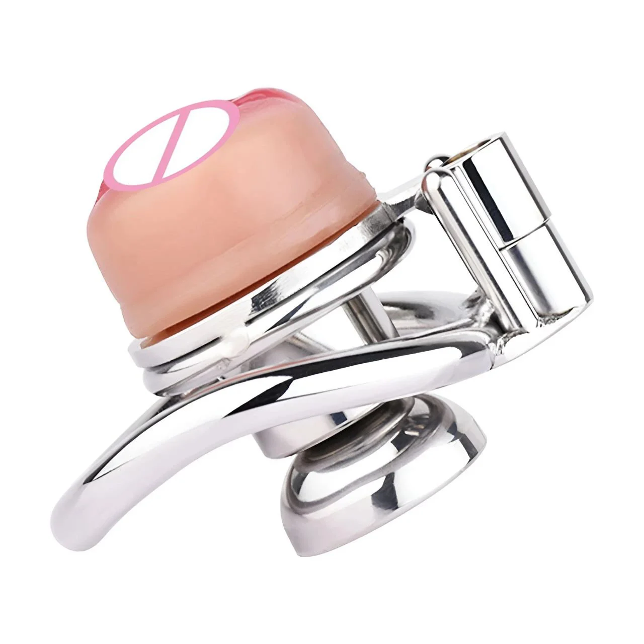 Inverted Chastity Cock Cage Positive Negative with Catheter with Four Active Size Ring Pussy Shape Chastity Cage