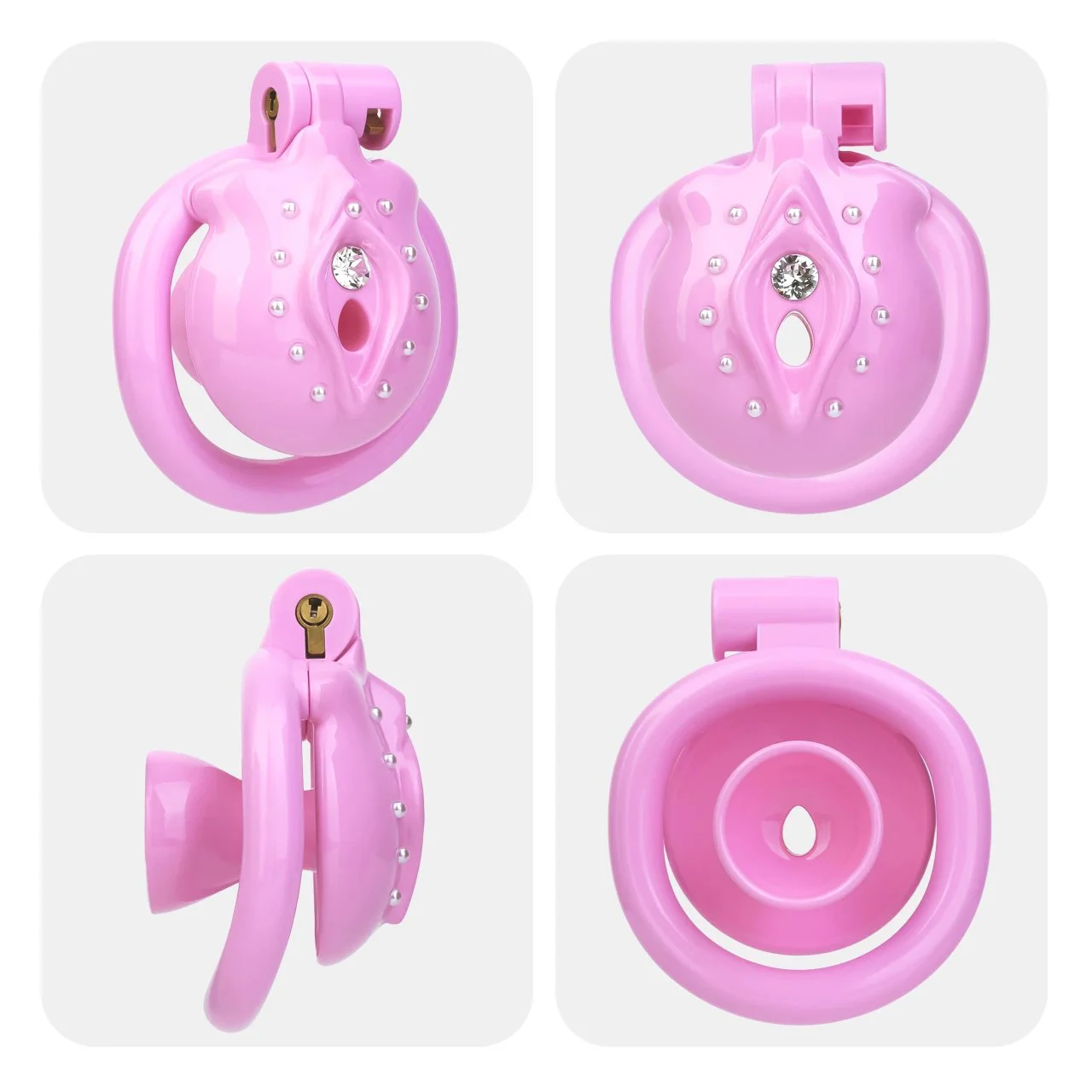 Inverted Flat Pinky Chastity Cage Clitoris 4 Size Ring Wearable Kit for Femboy Chastity Cage Belt Sissy Toys