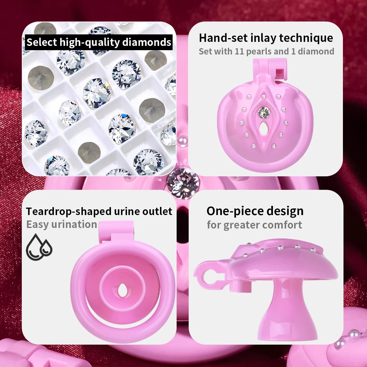 Inverted Flat Pinky Chastity Cage Clitoris 4 Size Ring Wearable Kit for Femboy Chastity Cage Belt Sissy Toys