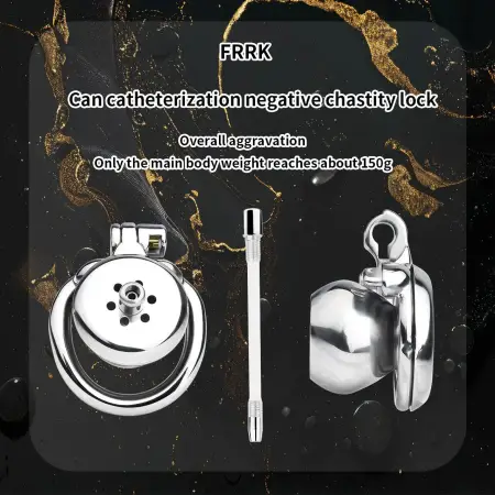Flat Chastity Cage, Ball Inverted Male Chastity Cage Negative Cock Cage with Catheter Sex Toys for Men,sissy Chastity
