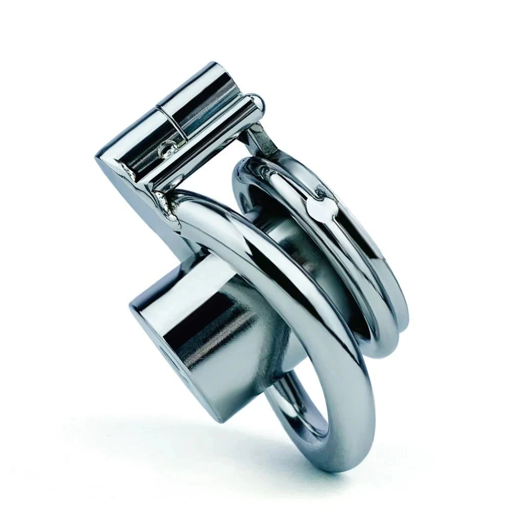 Metal Stainless Steel Male Penis Control Chastity Cage Devive Flat Chastity Lock Male Penis Massager Removable Cage