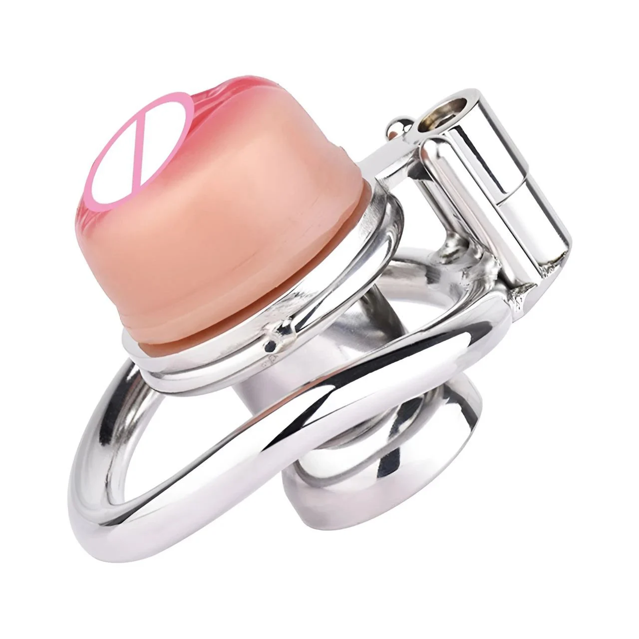 Inverted Chastity Cock Cage Positive Negative with Catheter with Four Active Size Ring Pussy Shape Chastity Cage