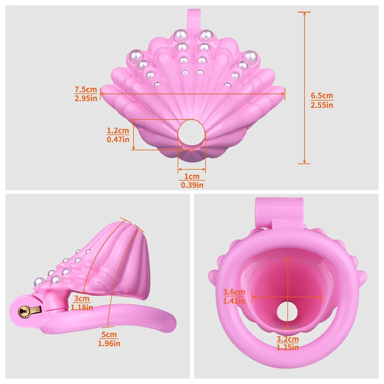 Pearl Shell Chastity Cage Kit ABS Resin Chastity Belt Elastic Strap on Urehtral Penis Lock Adult Sex Toy for Men Sissy