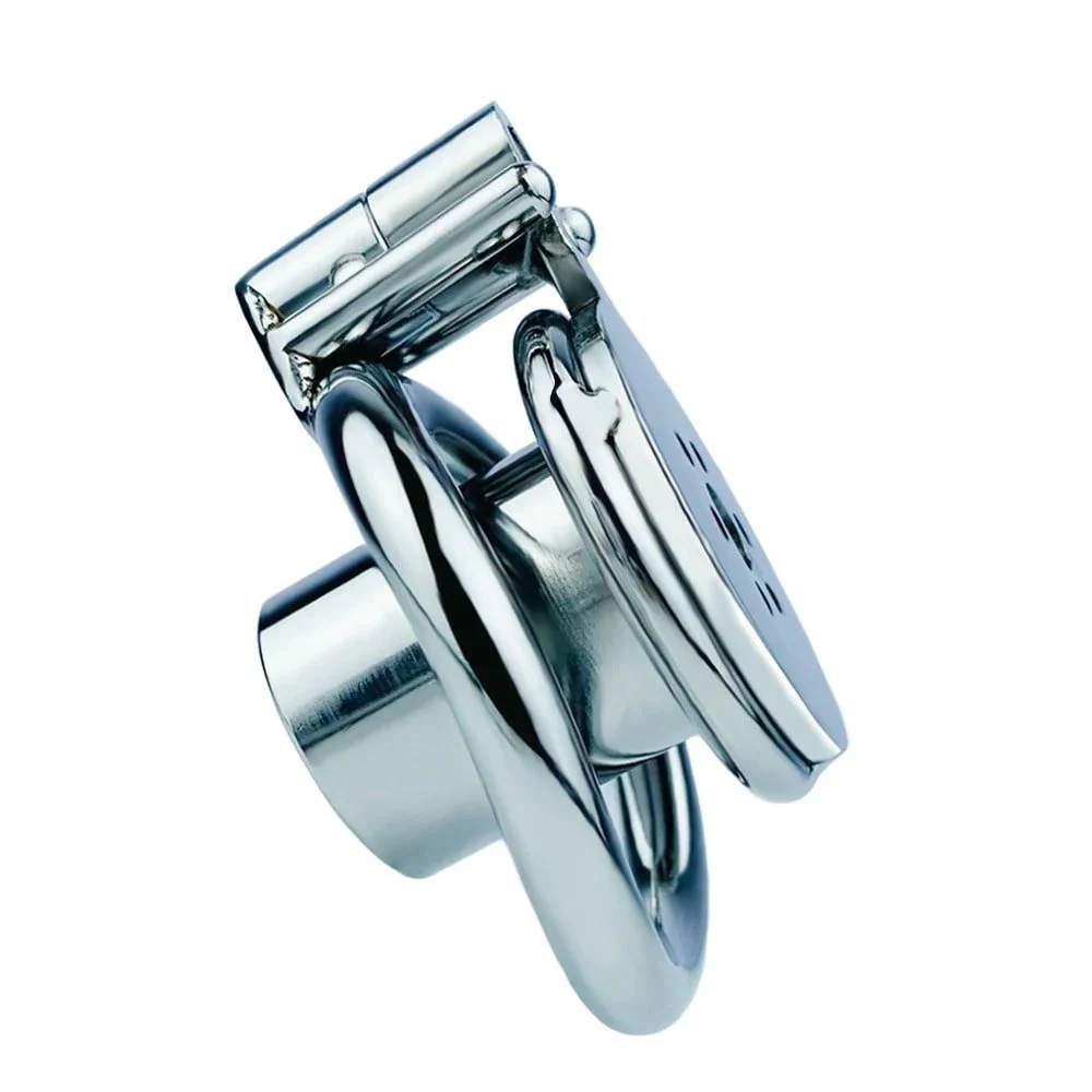 Metal Stainless Steel Male Penis Control Chastity Cage Devive Flat Chastity Lock Male Penis Massager Removable Cage