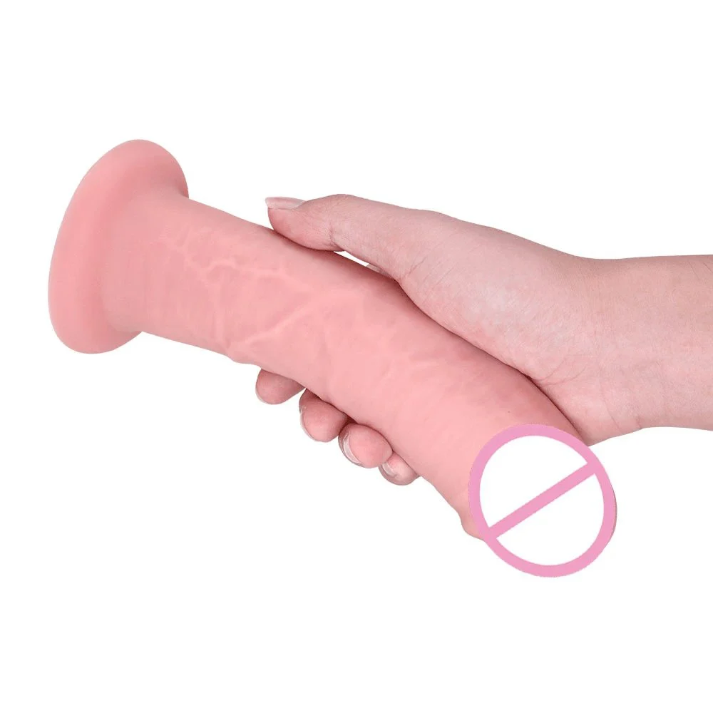 Flesh Female Masturbation Toys Eggless Huge Big Penis Dildo Soft Realistic Silicone Dildo Para Mujer with Strong Suction Cup