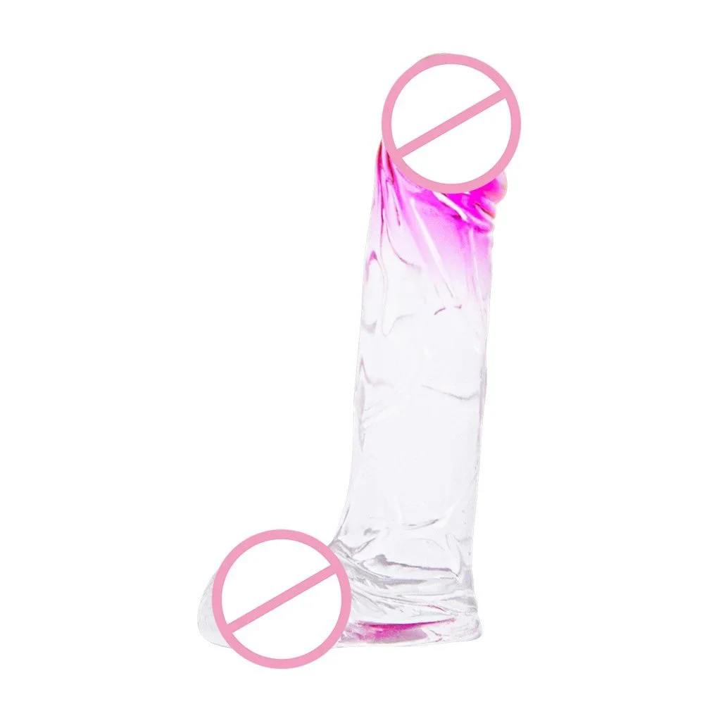 Female Masturbation Realistic Transparent Double Color Crystal Dildo Suction Cup Jelly Dildo Toy