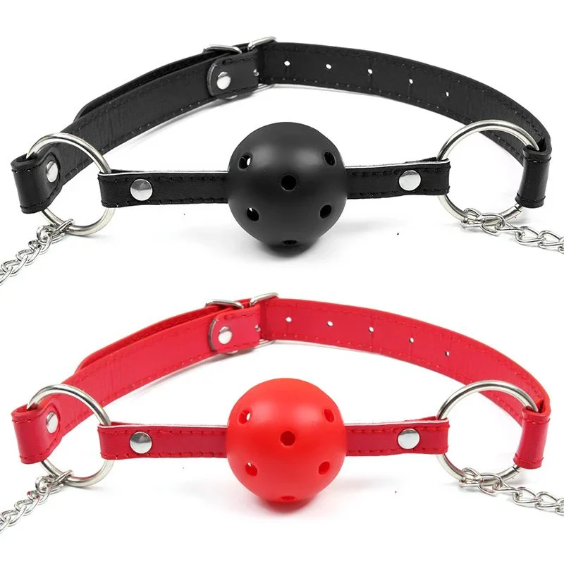 Adjustable Pvc Strap Ball Gag Breathable Black Mouth Gag Adult Bondage Toy for Couples Dominant Submissive Play Roleplay