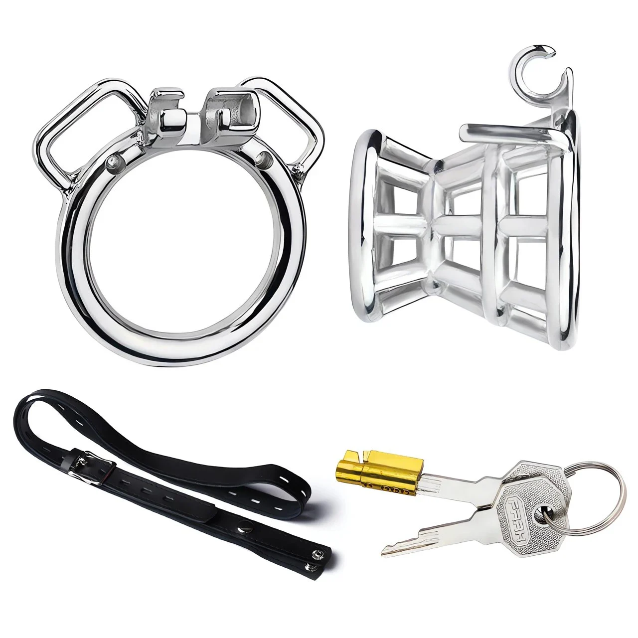 Male Chastity Lock Cage Slave Sexual Cock Cage with Dark Lock & Belt Bondage Negative Penis Cage Sex Toys for Couples