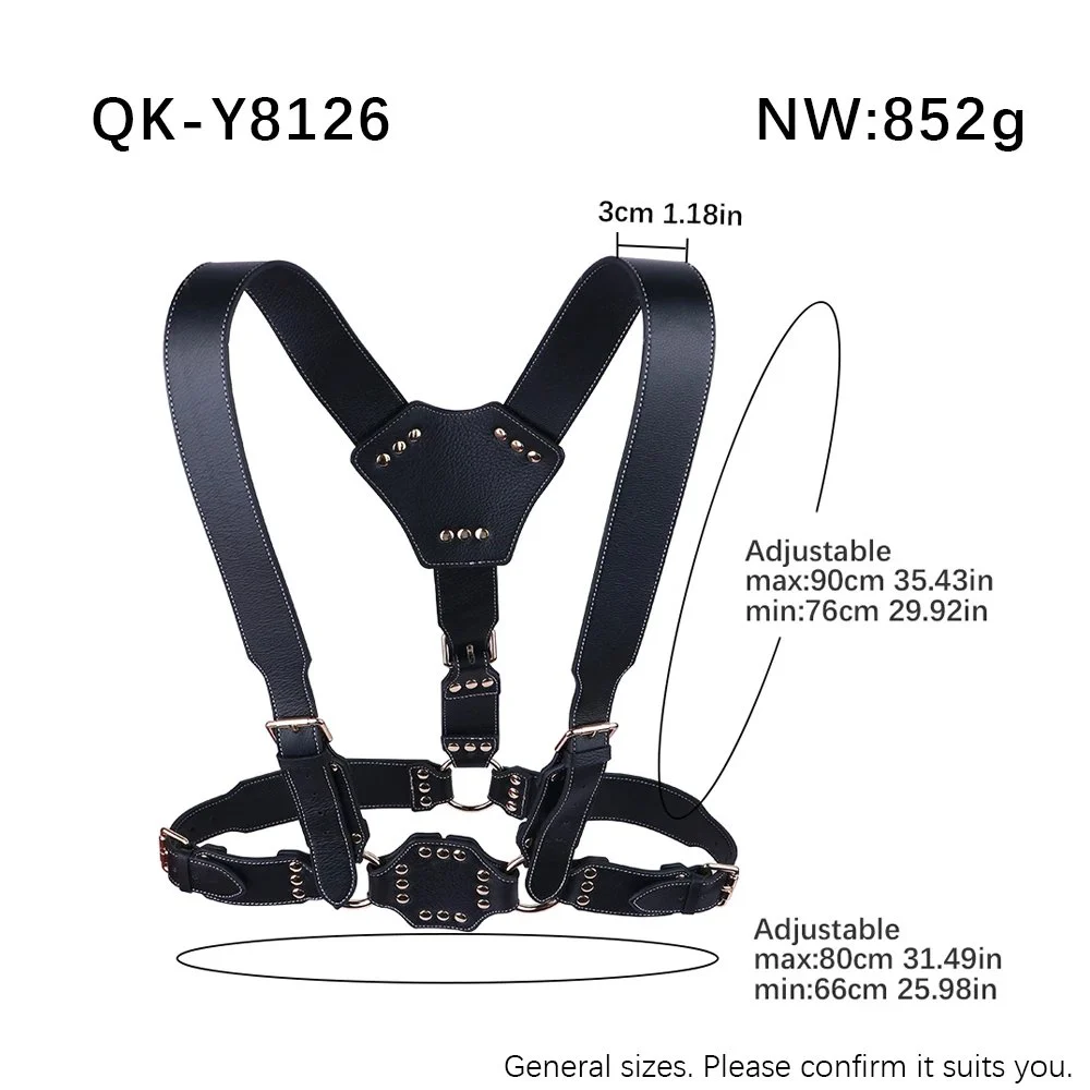 Adjustable PU Leather Men's Body & Chest Harness, Bondage Harness with Single, Double & Multi-Strap Styles