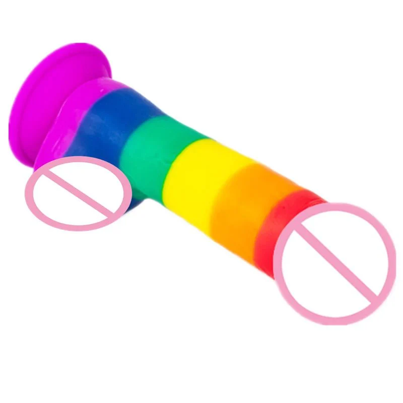Realistic Huge Rainbow Dildo With Suction Cup Faked Penis Sex Toy for Woman Erotic Adult Game