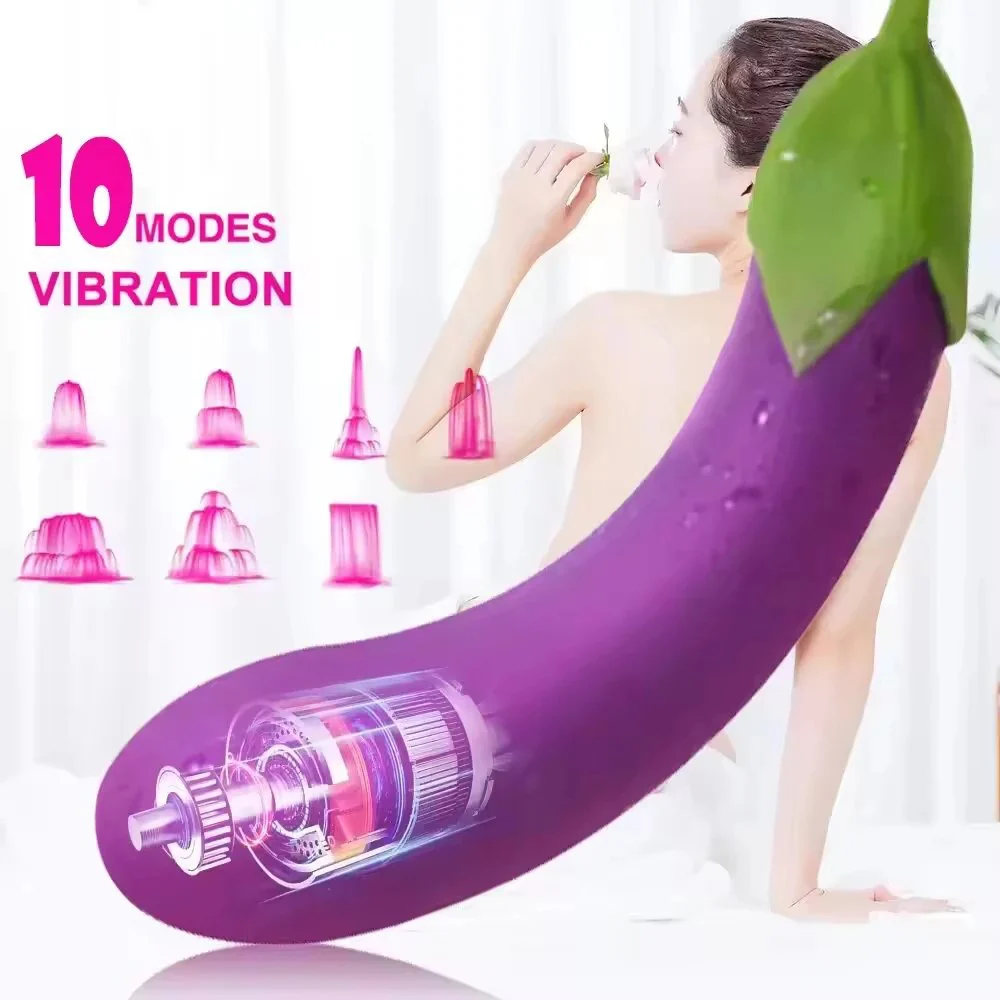 Silicone Veggies Vibrator Dildo Eggplant 10-Function Sex Toy for Women Hidden Vibrating Eggplant with Sex Toys