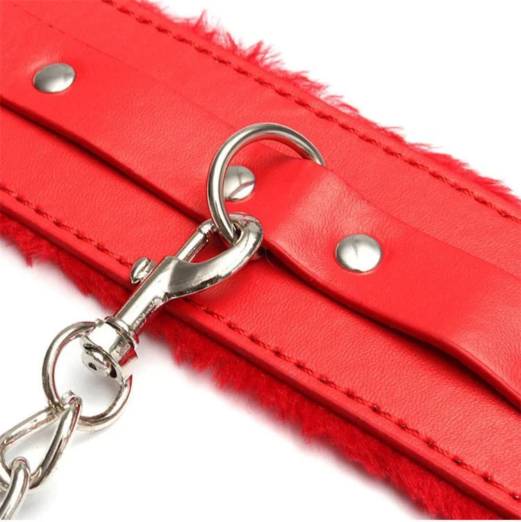 Restraints Bondage Adult Erotic Toys PU Leather Plush Sexy Handcuffs Fetish Games Furry Handcuffs
