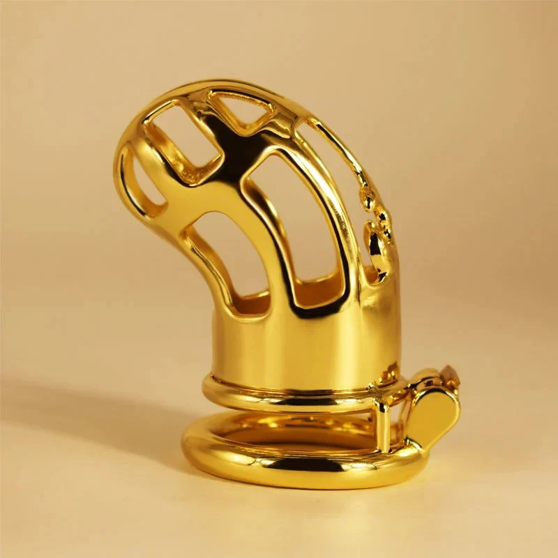 Total High 110mm 304 Stainless Steel Gold Plated Sex Product Chastity Belt Bondage for Men