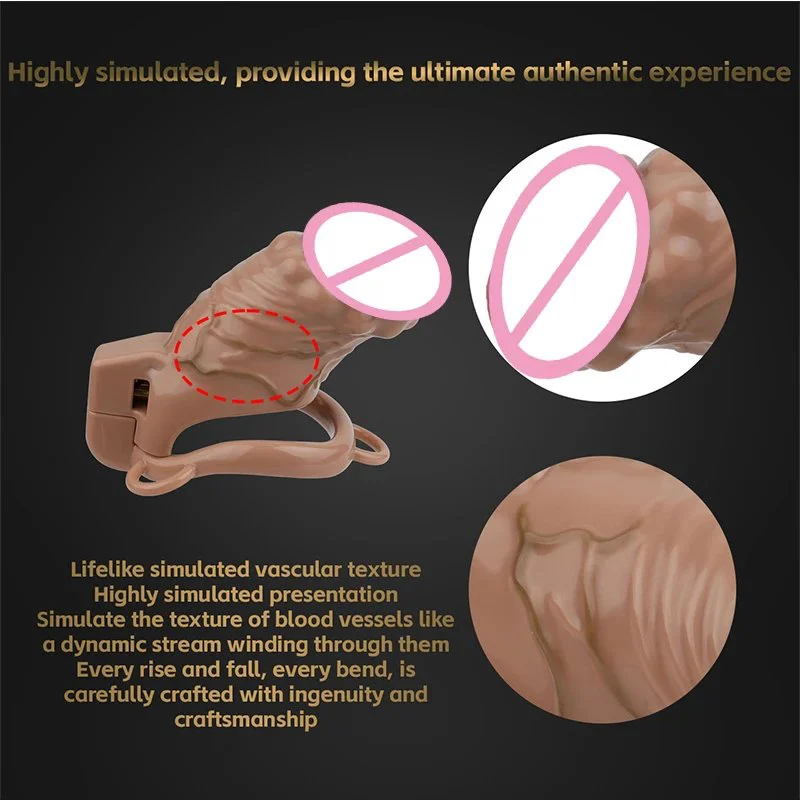 Removable Adult Realistic Penis Chastity Cage with Restraints Resin Material Simulated Skin Color Chastity Cage for Adult Men