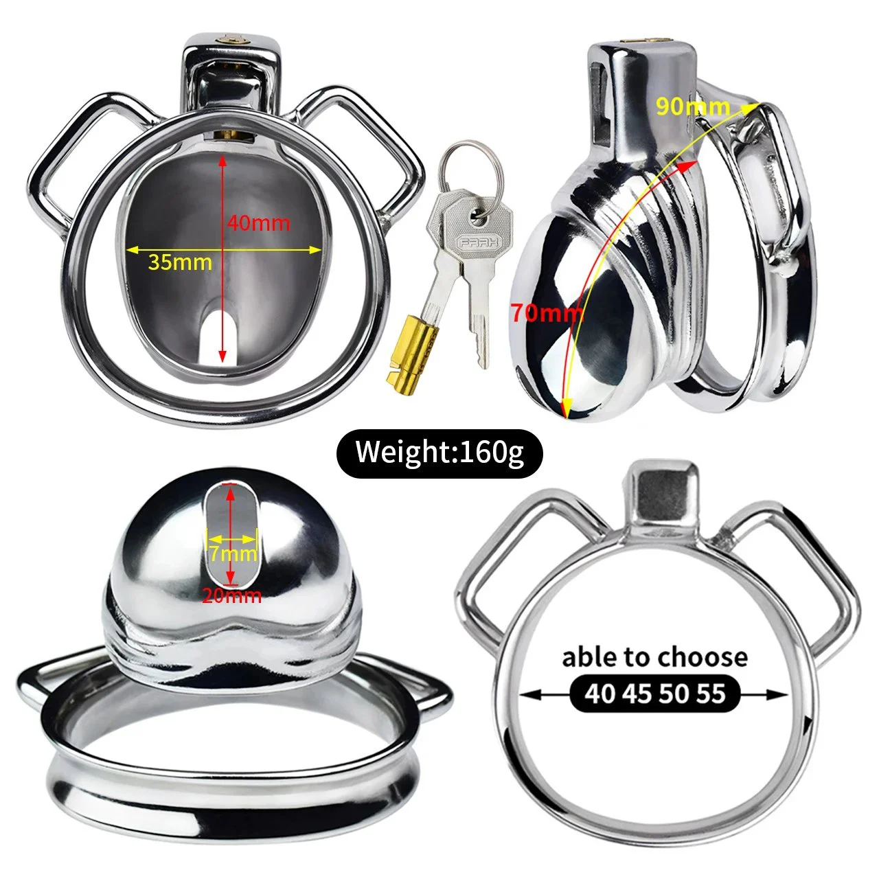 Penis Shaped Chastity Cage Metal Male Chastity Device Sex Toys for Men Cock Lock Cage 304 Stainless Steel Adult Toy