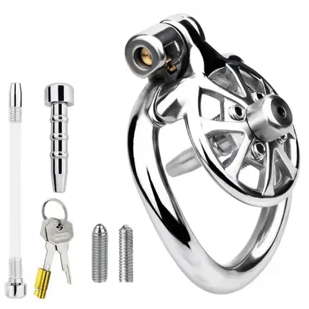 Detachable Spikes Chastity Cage Penis Lock With Metal Silicone Urethral Catheter for Men Sissies Femboy Adult Sex Toys