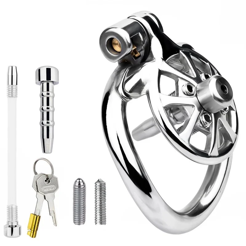 Detachable Spikes Chastity Cage Penis Lock With Metal Silicone Urethral Catheter for Men Sissies Femboy Adult Sex Toys