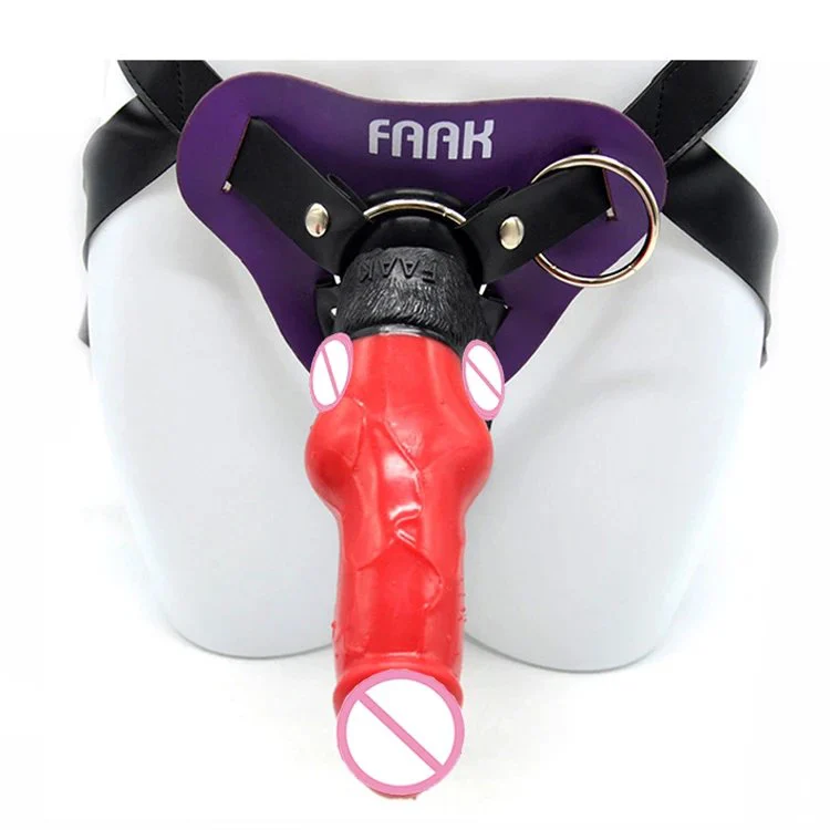Sex Shop Dog Dildo 8.19 Inch Red and Black Realistic Big Huge Strap on for Women Dildo with Adjustable Belt Pants Lesbian