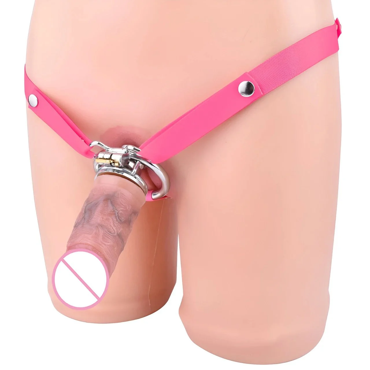 Male Chastity Cage Anti-off Device Elastic Band Auxiliary Belt Adjustable Ring PU Rope Glans Sex Toys Chastity Locks with Dildos