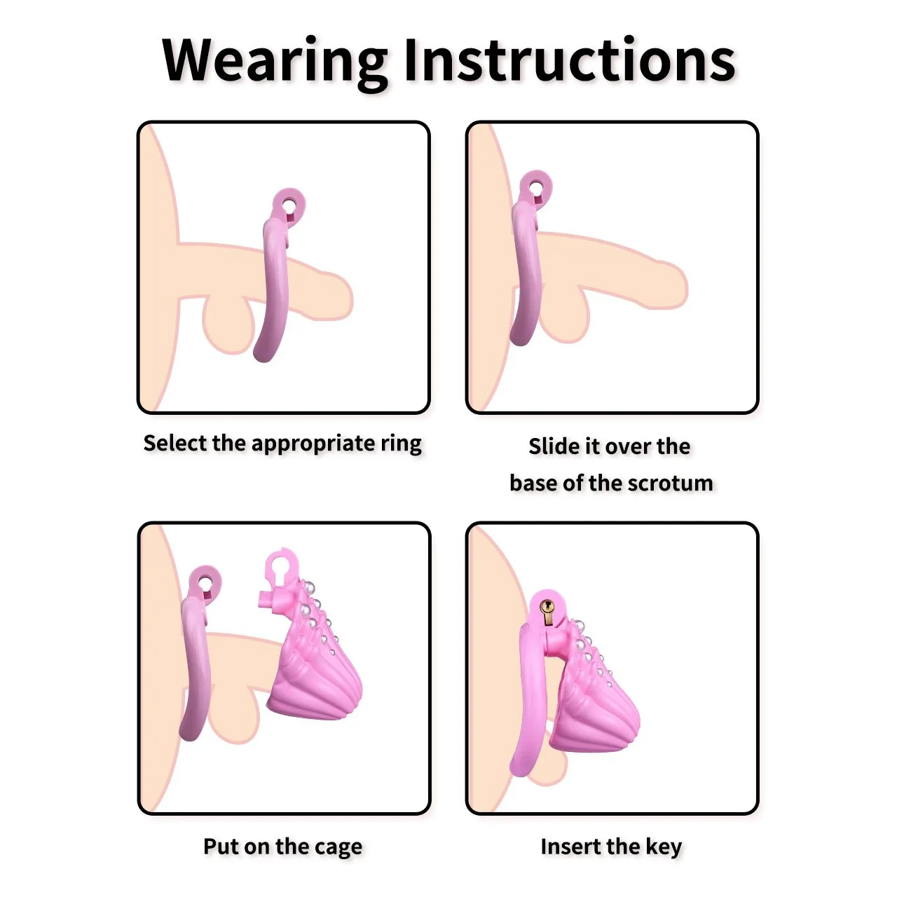 Pearl Shell Male Penis Chastity Lock Safe Resin Material Four Rings, Three Colors Restraint Product Chastity Roleplay