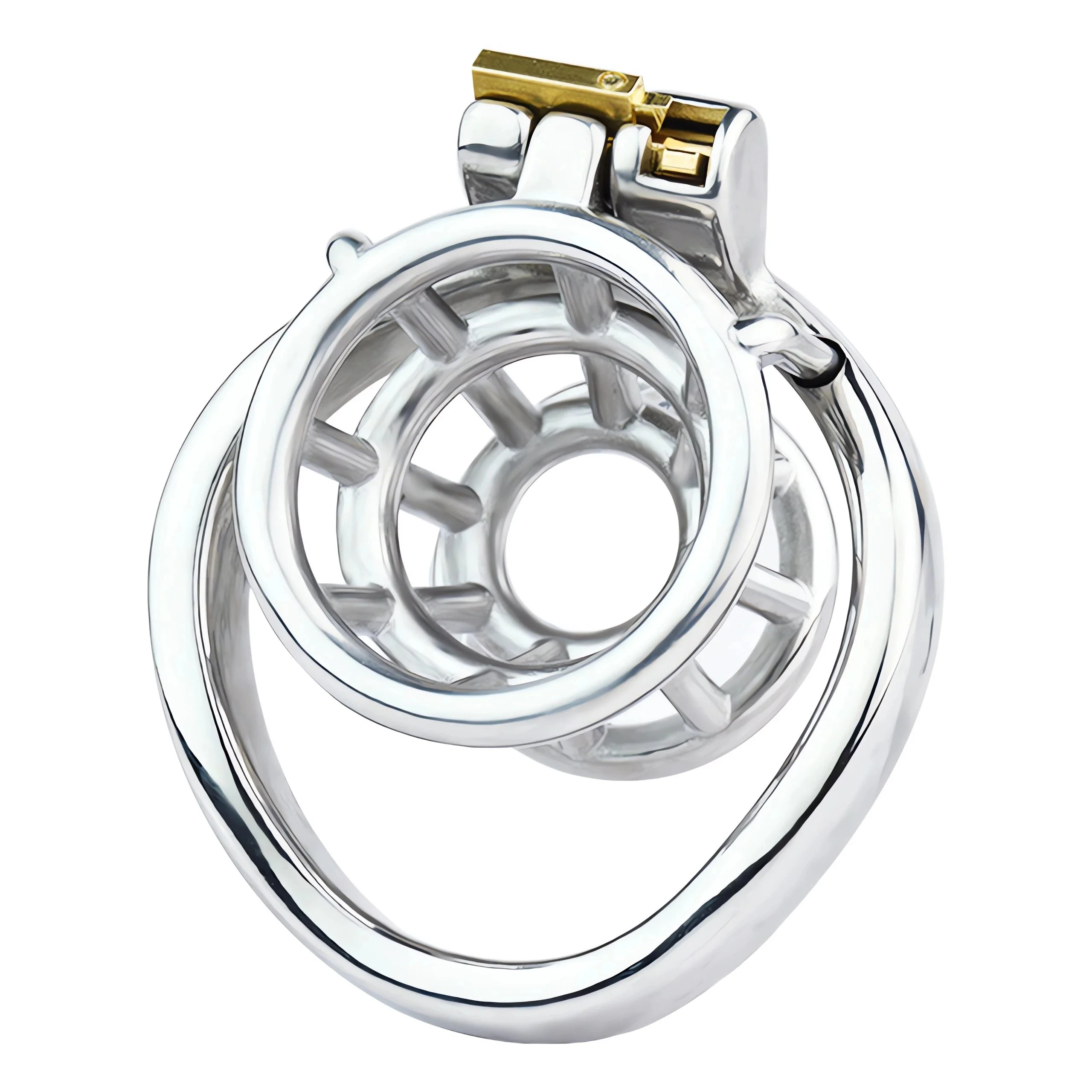 Male Chastity Device Cock Cage Penis Locking Bondage Restraint &Sex Accessories - Stainless Steel Curved Ring for Men