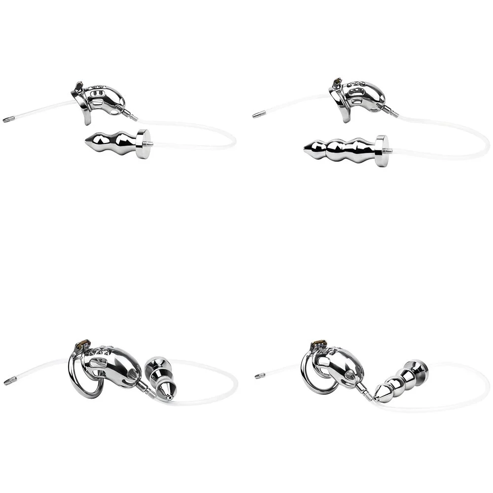 Metal Multipurpose Chastity Device Penis Cage With Anal Plug Stainless Steel Hollow Male Chastity Cage Sex Toys