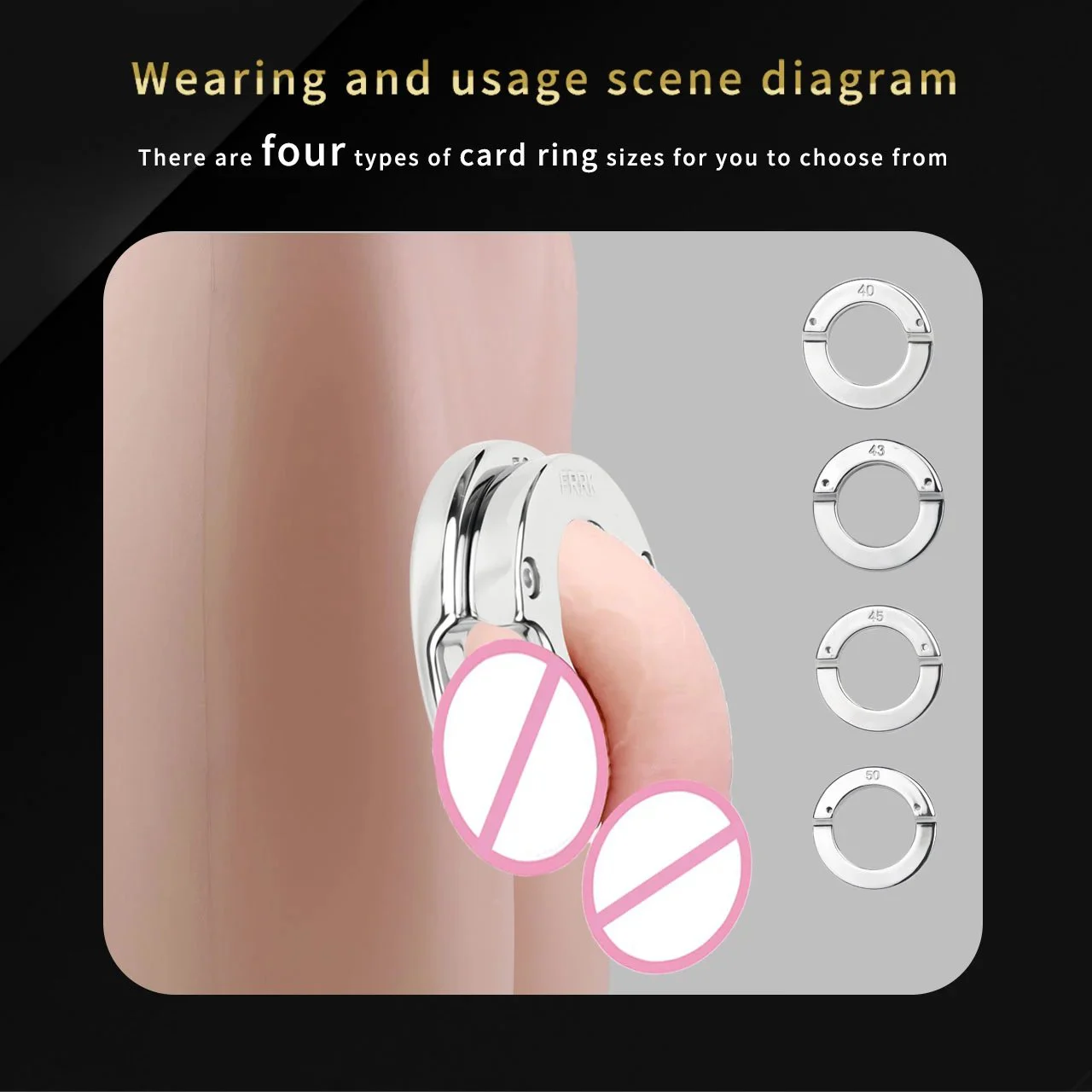 Metal Ring-shaped Male Penis Chastity Lock with Two Sizes to Choose From for Restraining the Penis with a Metal Chastity Cage