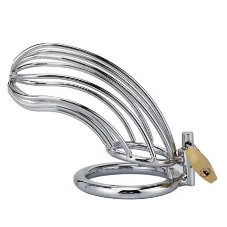 Male Adult Sex Toys Stainless Steel Cock Cage Chastity Device with 3 Active Rings Adult Bondage Gear