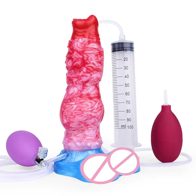 Horse Dildo Squirt Adult Sex Toys Ejaculating Butt Plug with Enema Inflatable Dildo Thick Knot Anal Stimulator for Men Gay