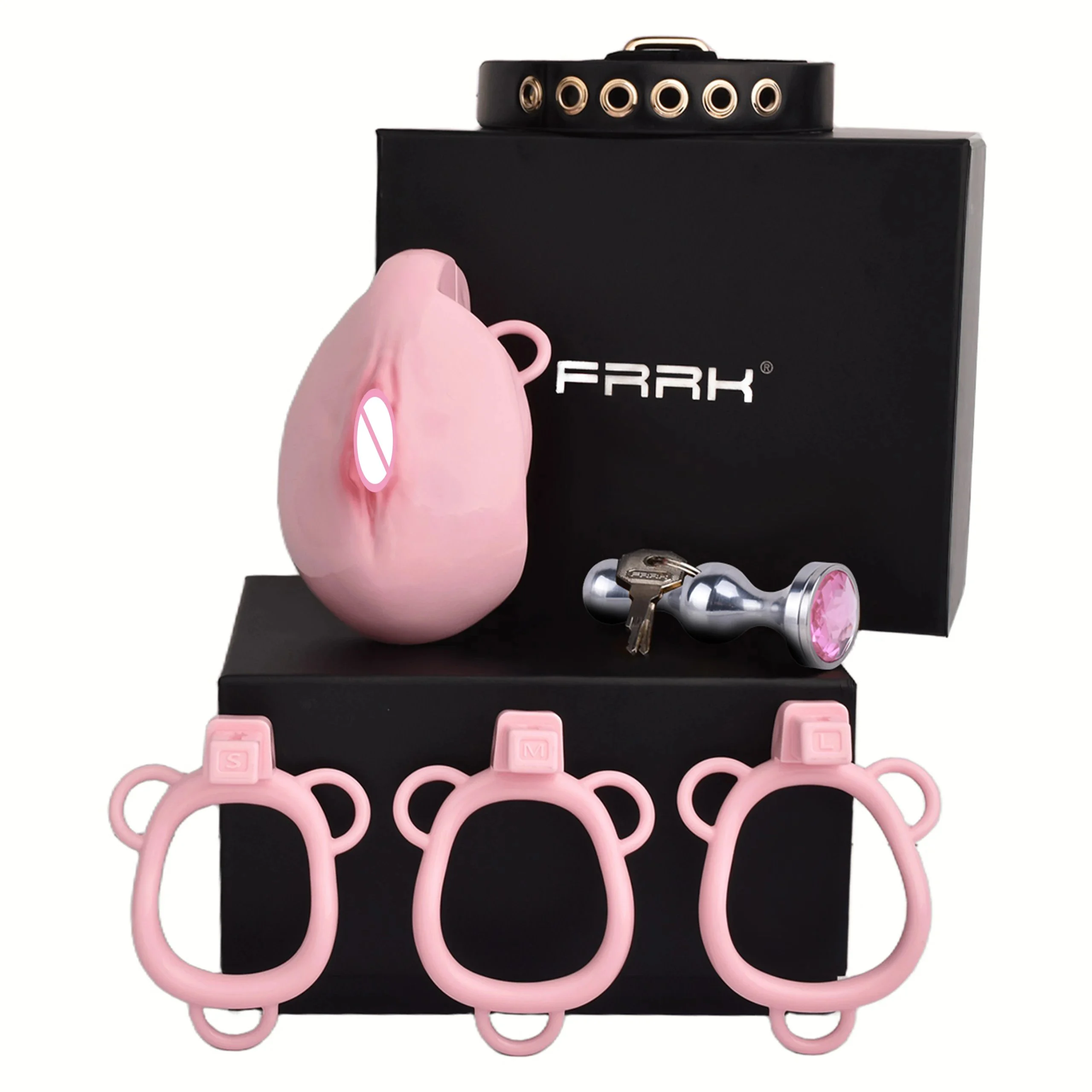 Simulated Vaginal Chastity Lock Device Penis Cage With Anal Plug Pussy Transvestite Male Chastity Cage BDSM Sex Toys