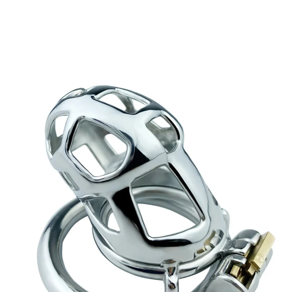 Male Chastity Cage 304 Stainless Steel, 65mm Tall, Four Sizes Ring Metal Sex Toy for Men