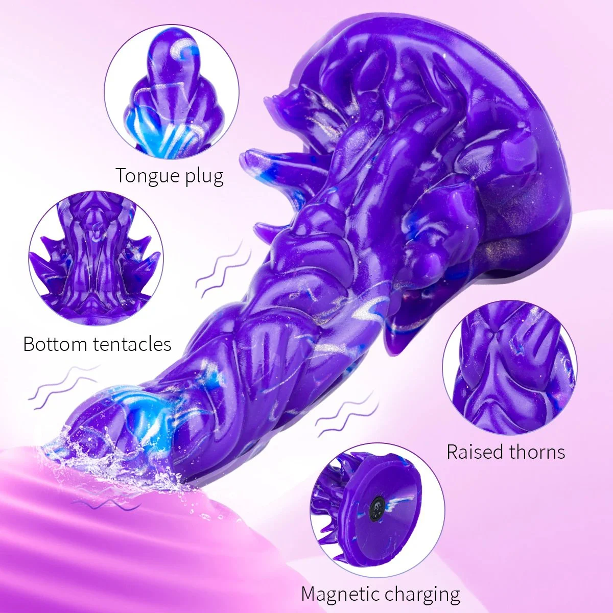 8 Big Knot Fantasy Dildo Thrusting Vibrator with Wireless Remote Control 100% Waterproof Silicone for Men & Women