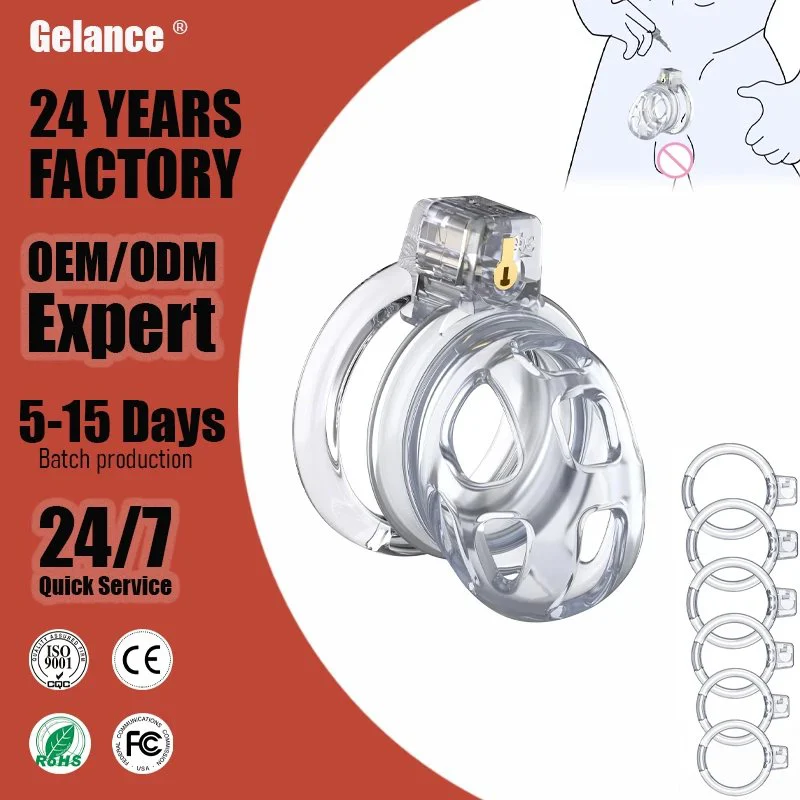 Male Chastity Cage Bondage Silicone Waterproof Eco-Friendly Invisible for Long-Term Wear 6 Penis Rings Clamps Adult