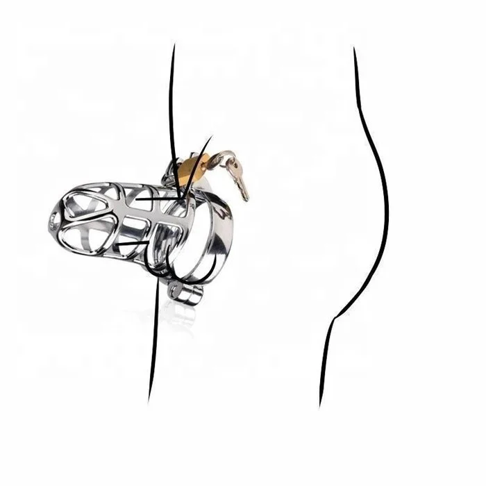 New Arrival Men's Stainless Steel Chastity Lock SM Device Adult Male Chastity Cage